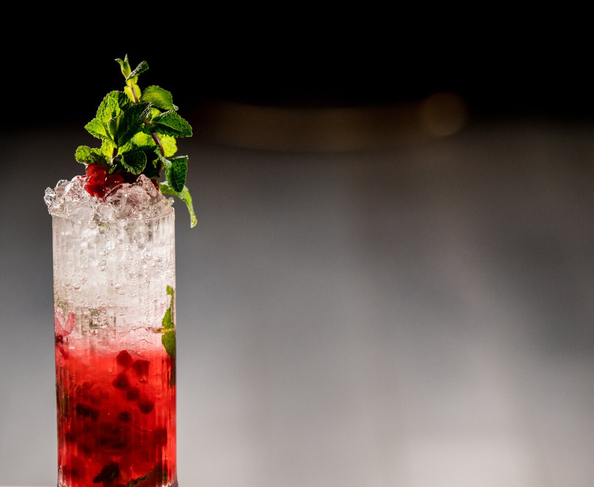 Pomegranate highball cocktail